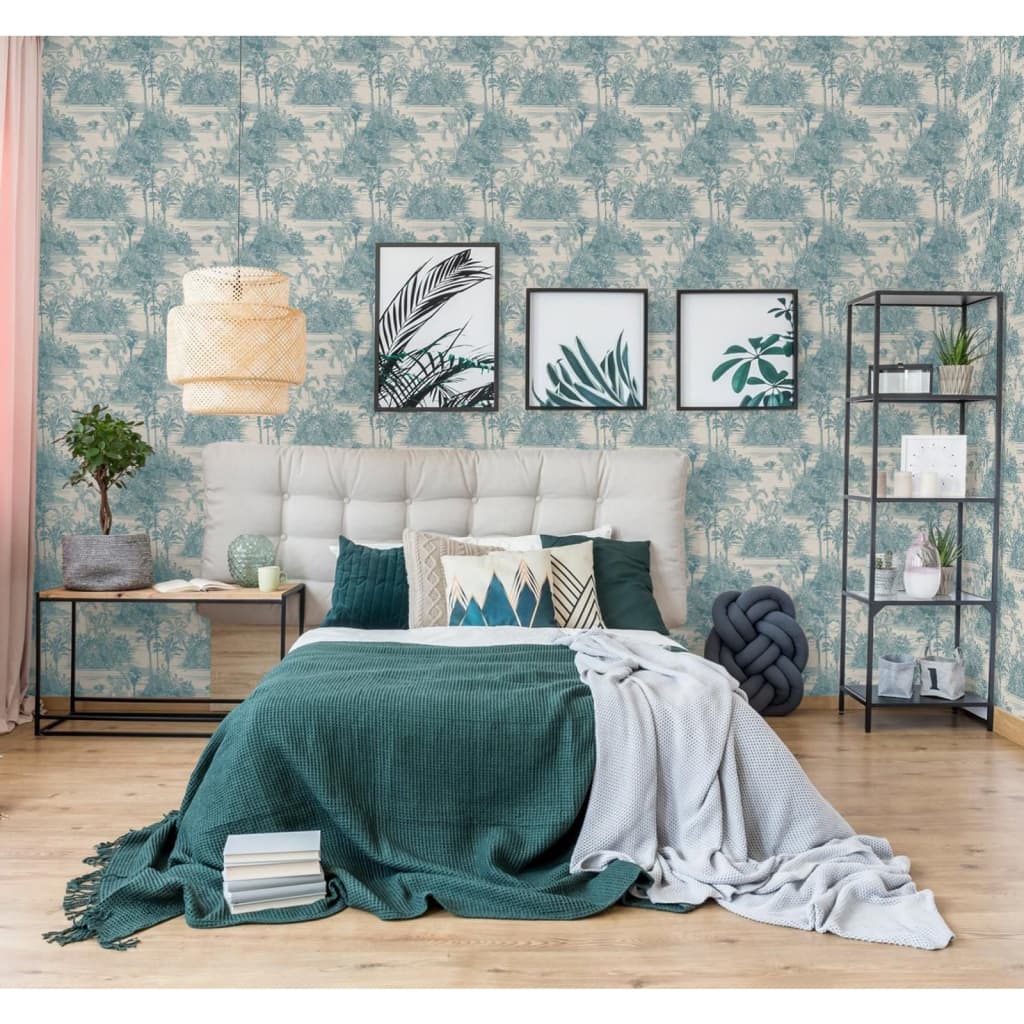 DUTCH WALLCOVERINGS Tapet „Tropical”, bej și albastru deschis
