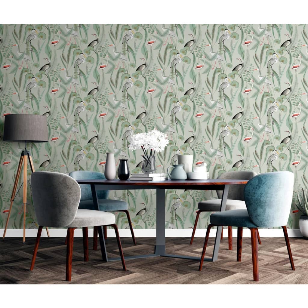 DUTCH WALLCOVERINGS Wallpaper Flamingo, mint green