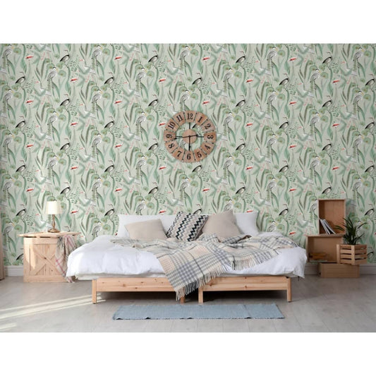 DUTCH WALLCOVERINGS Wallpaper Flamingo, mint green