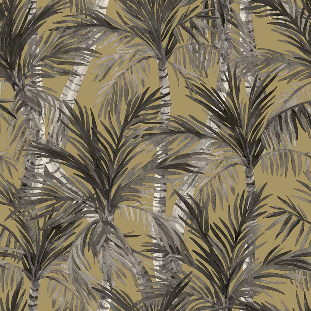 DUTCH WALLCOVERINGS Wallpaper "Palm Trees", gold and black