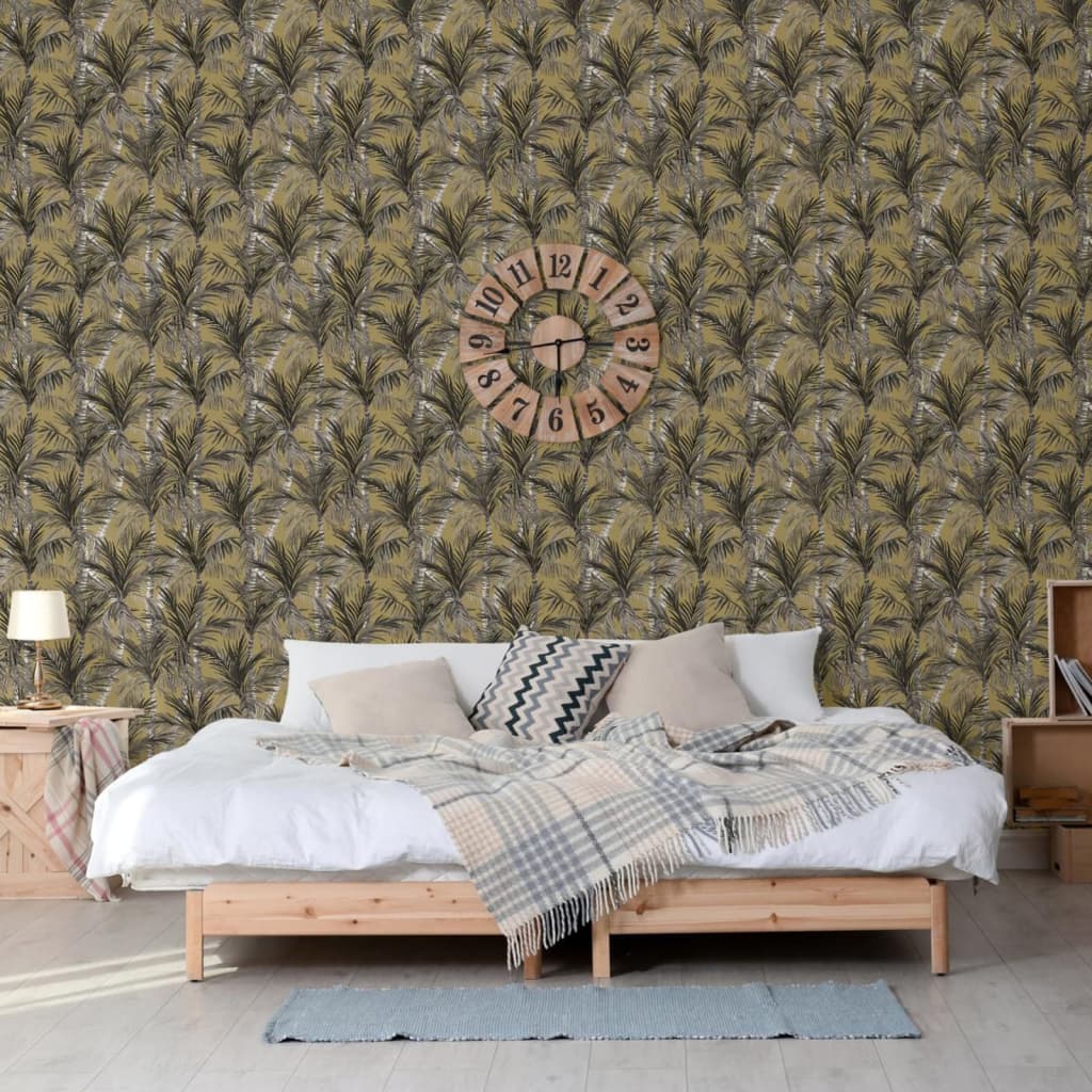 DUTCH WALLCOVERINGS Wallpaper "Palm Trees", gold and black
