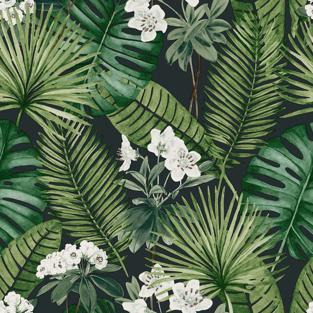 DUTCH WALLCOVERINGS Wallpaper Eden, black and dark green