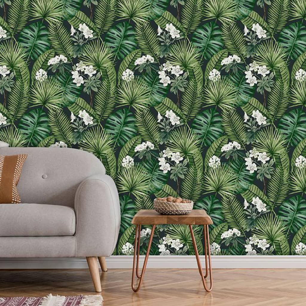 DUTCH WALLCOVERINGS Wallpaper Eden, black and dark green