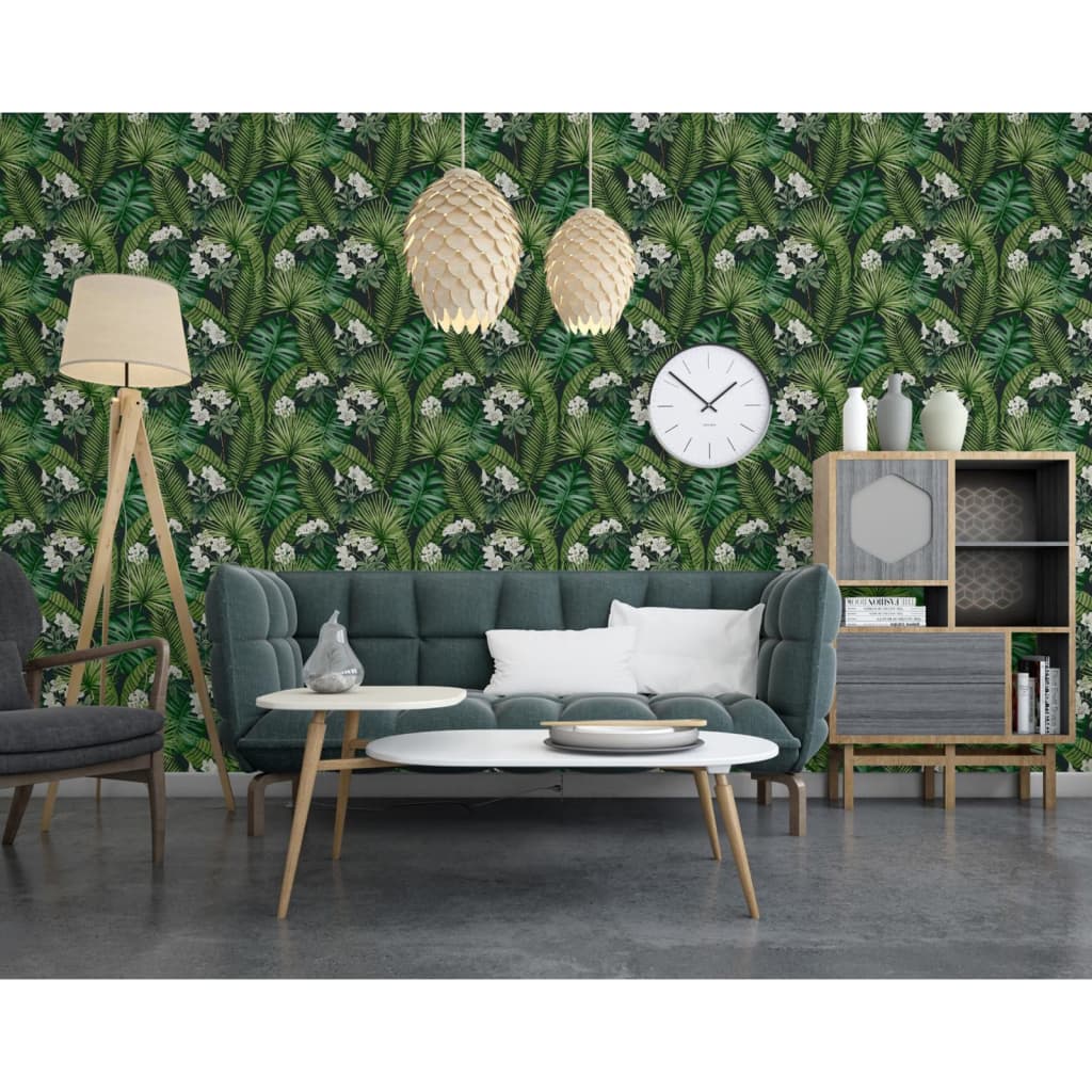 DUTCH WALLCOVERINGS Wallpaper Eden, black and dark green