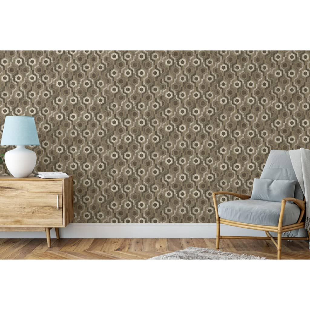 DUTCH WALLCOVERINGS Wallpaper "Galactic", brown and white