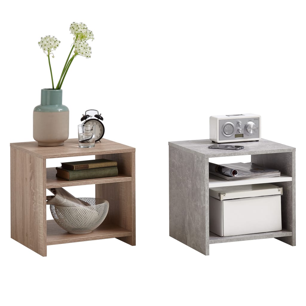FMD Coffee table with shelf, concrete gray and white