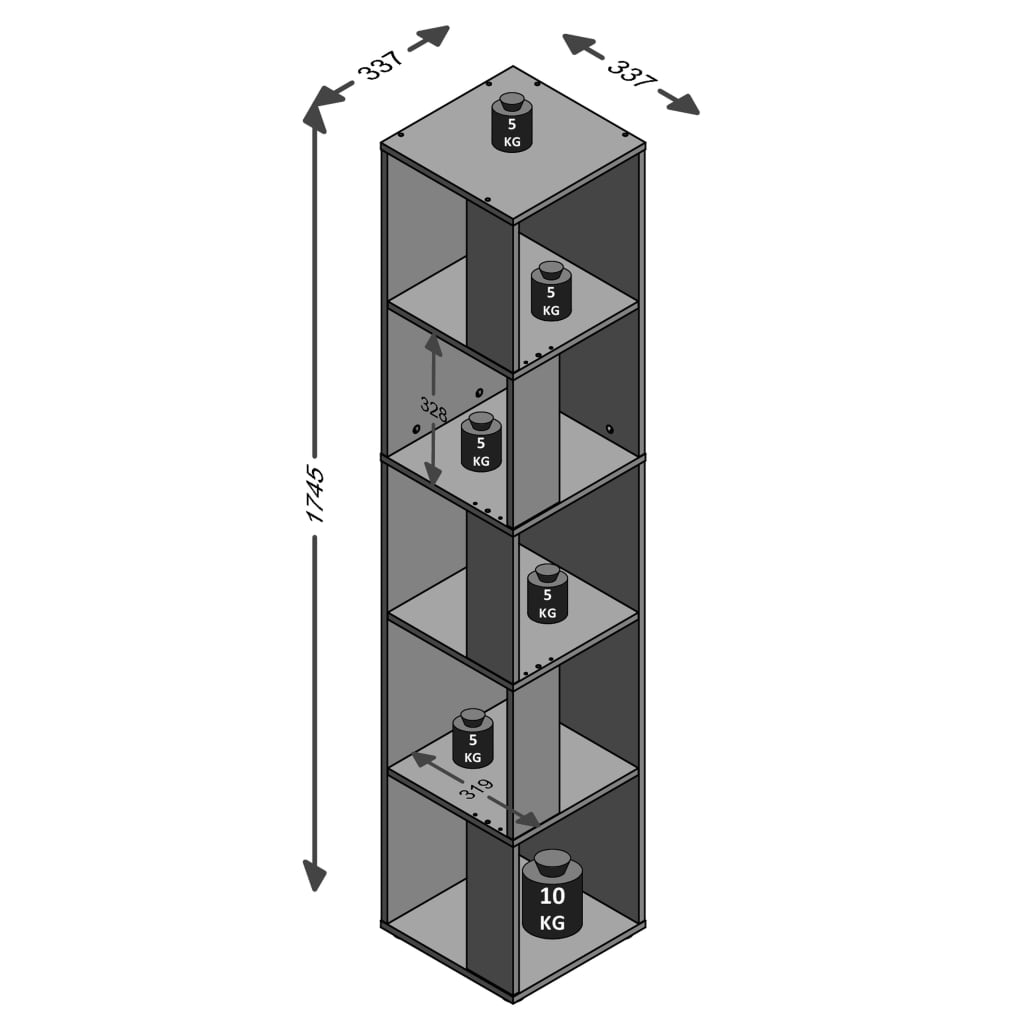 FMD Corner shelf with 10 side compartments, white
