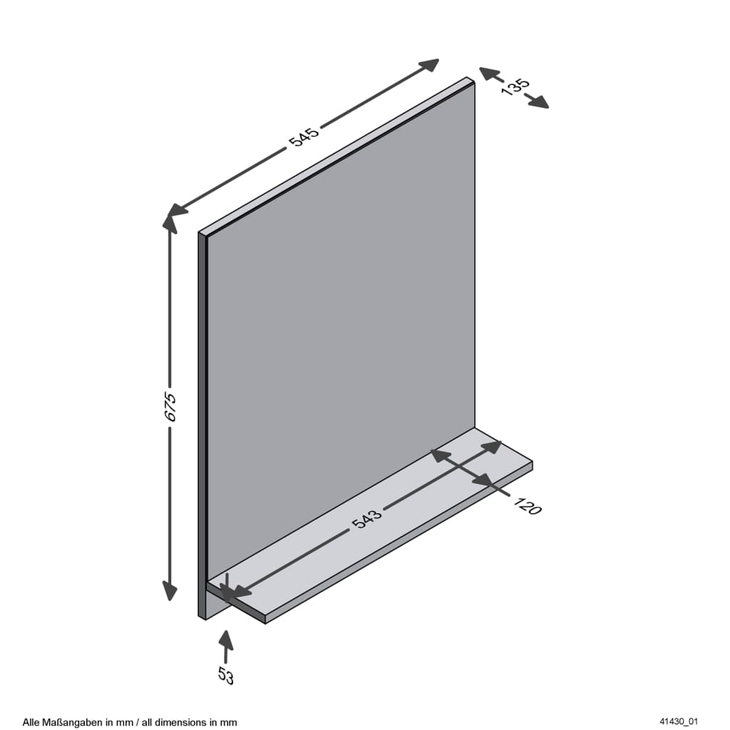 FMD Mirror with shelf mounted on the wall, oak, 54.5x13.5x67.5 cm
