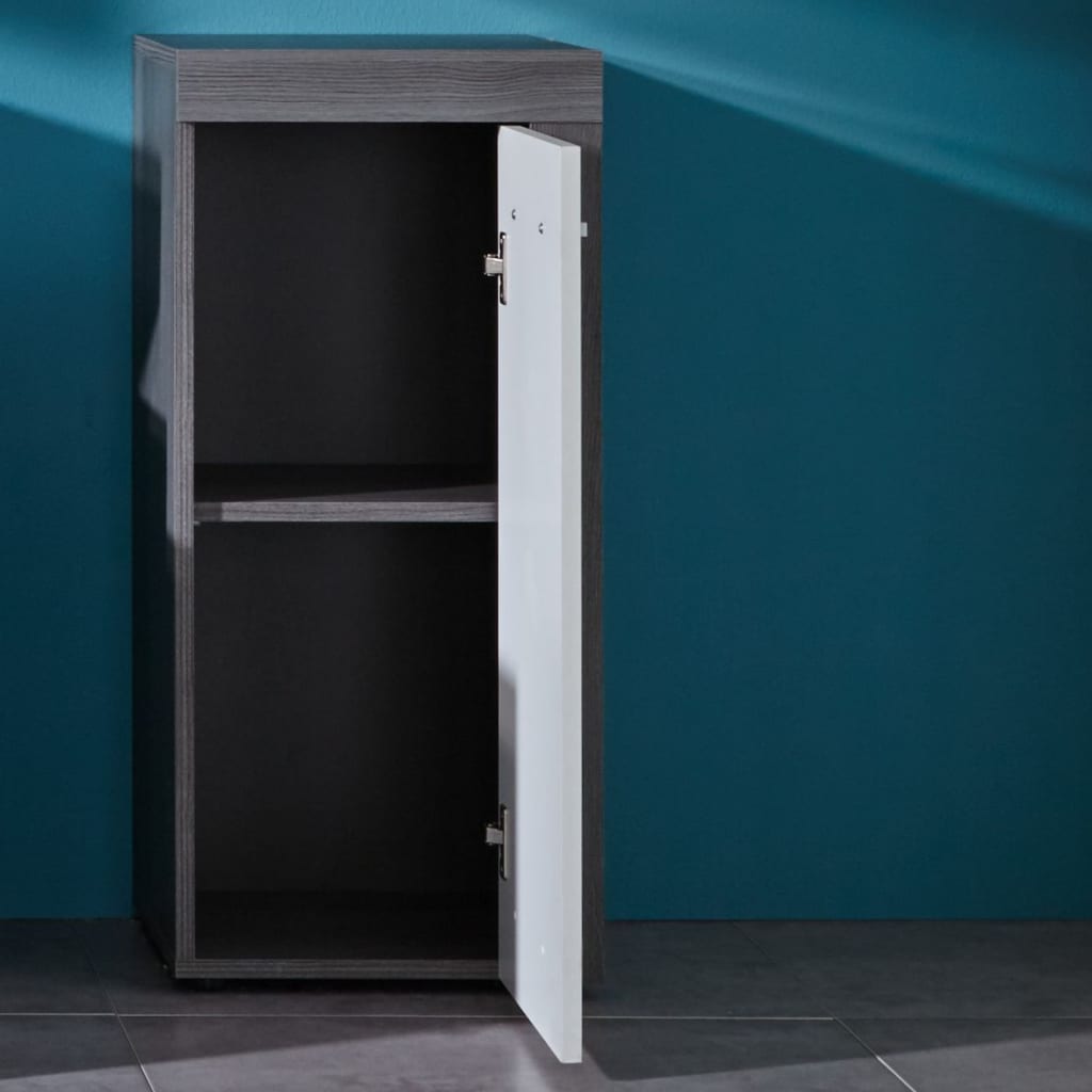 Trendteam White and Smoky Silver "Miami" Floor Storage Cabinet