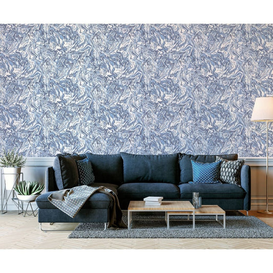 DUTCH WALLCOVERINGS Wallpaper "Liquid Marble", blue