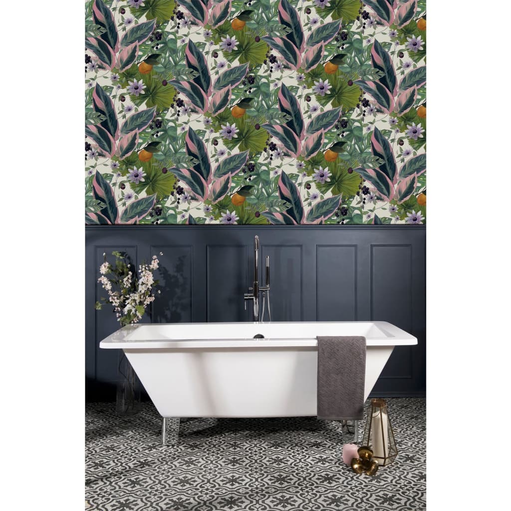 DUTCH WALLCOVERINGS Wallpaper "Passion Flower", white and green