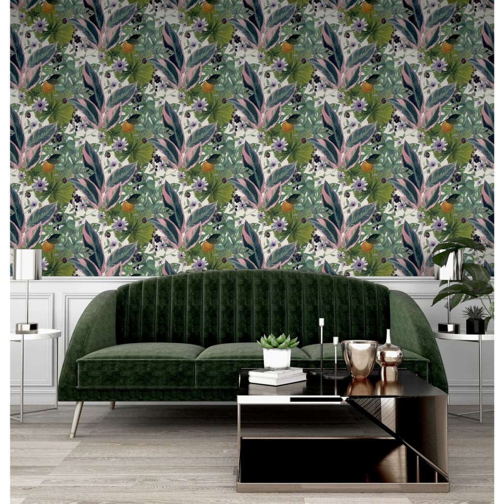 DUTCH WALLCOVERINGS Wallpaper "Passion Flower", white and green