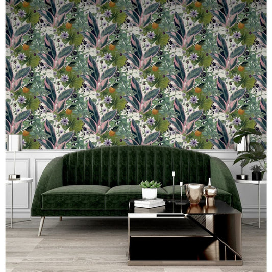 DUTCH WALLCOVERINGS Wallpaper "Passion Flower", white and green