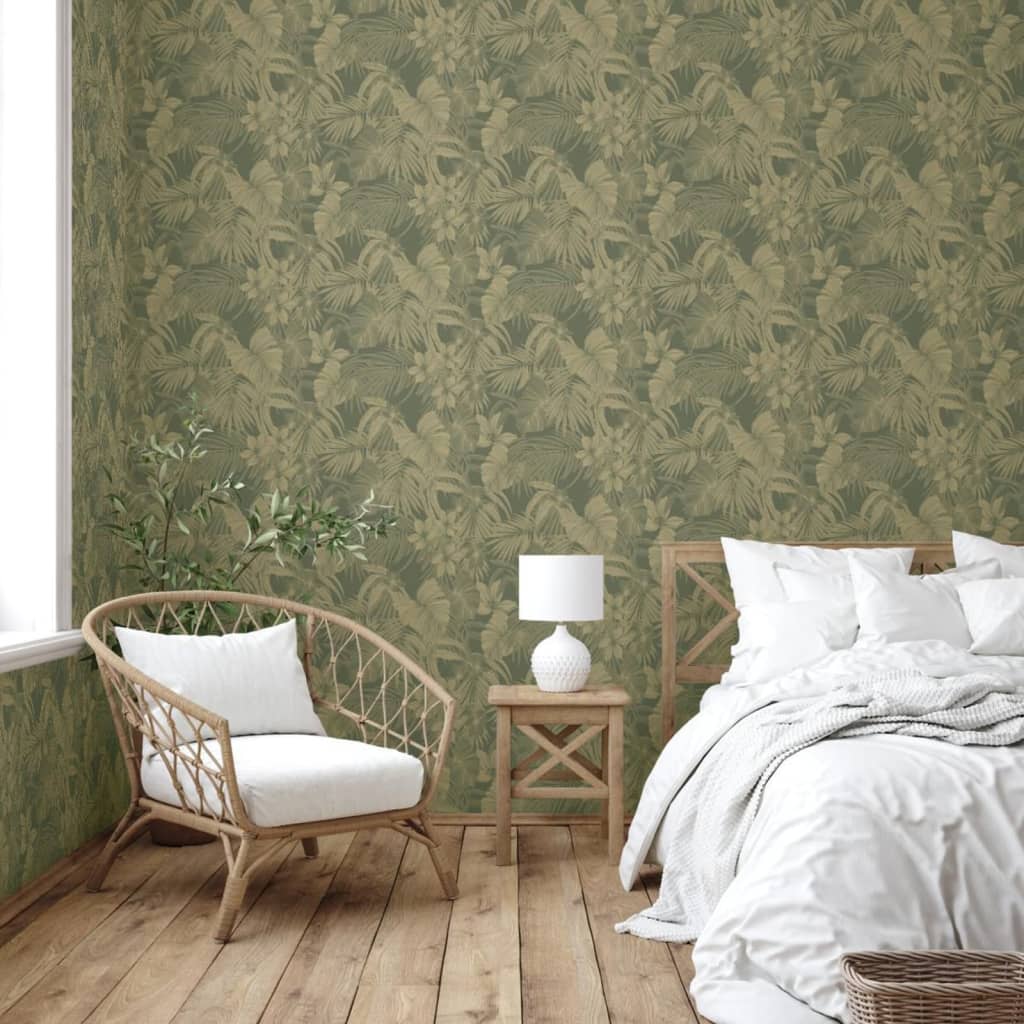DUTCH WALLCOVERINGS Tapet „Joelle”, verde și auriu