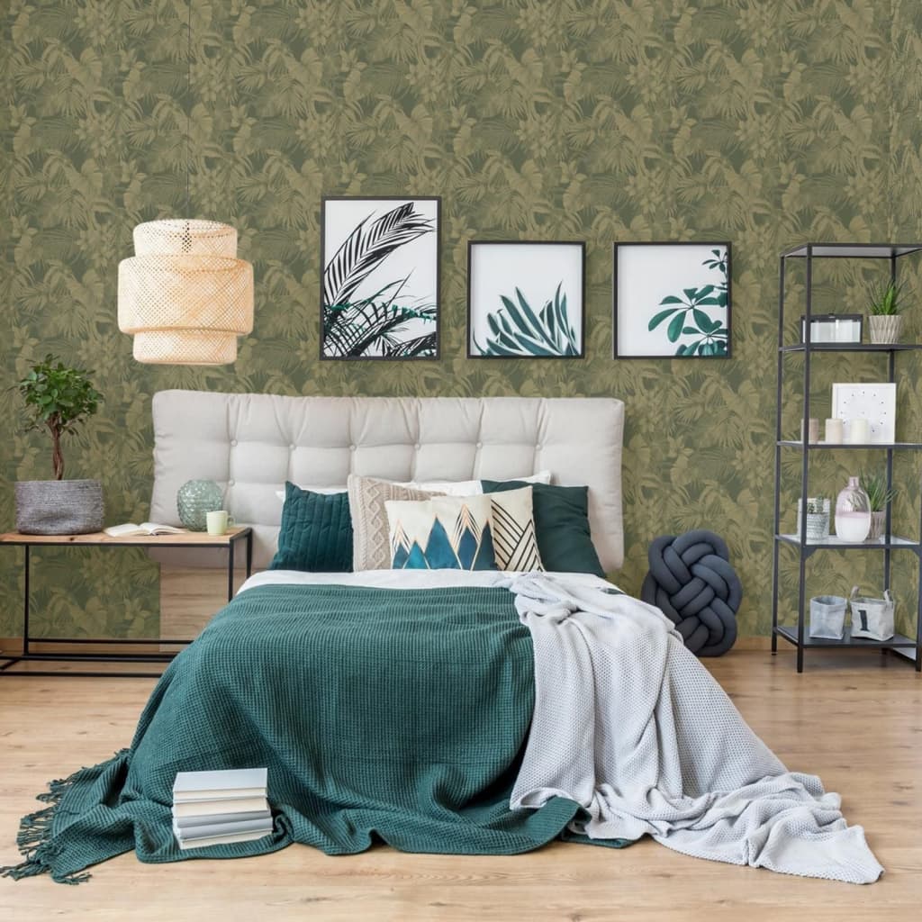 DUTCH WALLCOVERINGS Tapet „Joelle”, verde și auriu