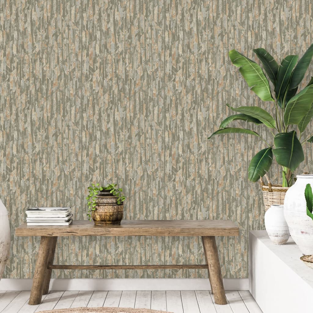 DUTCH WALLCOVERINGS Tapet „Phoenix”, verde și bej