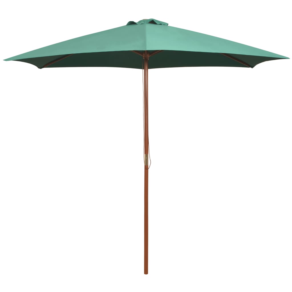 Umbrelă de soare cu stâlp de lemn 270 x 270 cm, verde