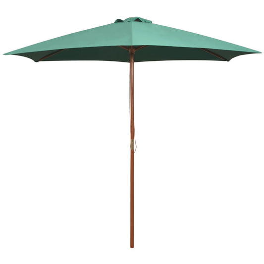 Umbrelă de soare cu stâlp de lemn 270 x 270 cm, verde