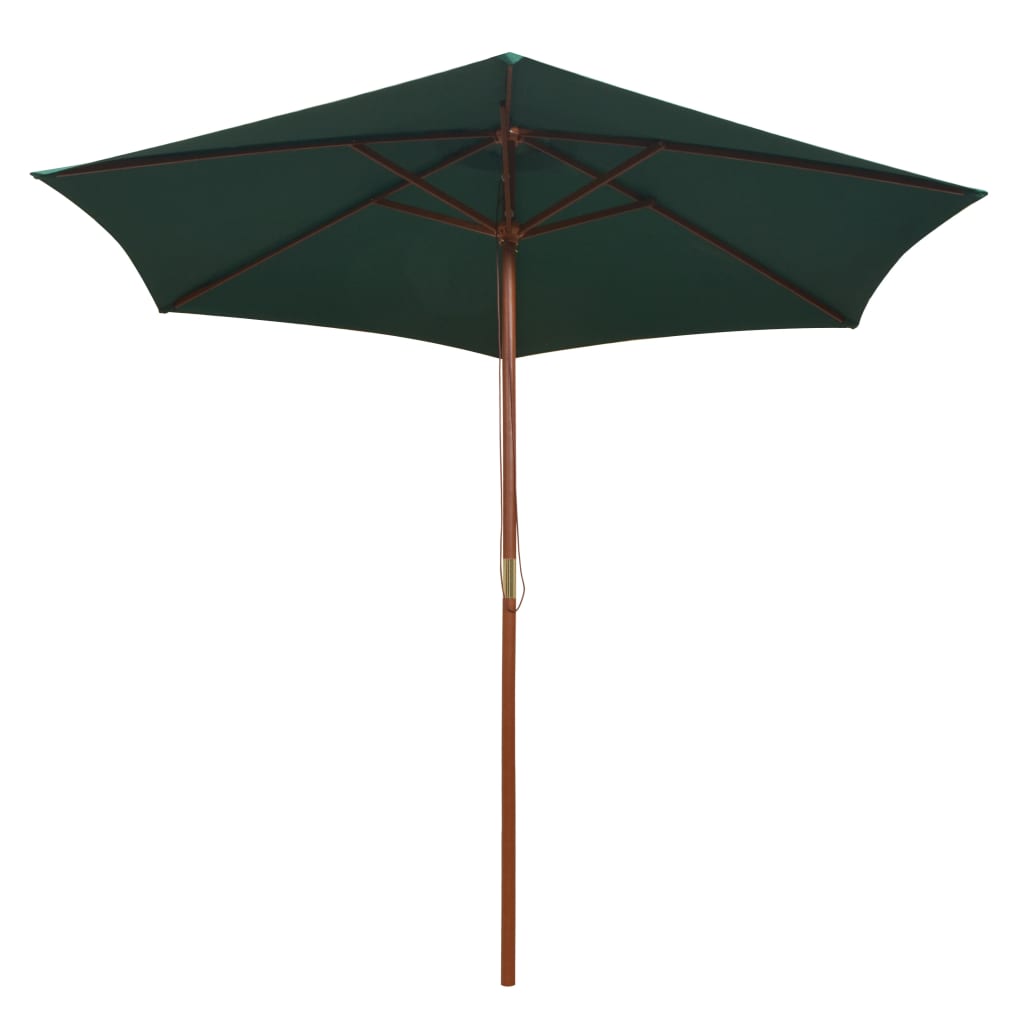 Umbrelă de soare cu stâlp de lemn 270 x 270 cm, verde