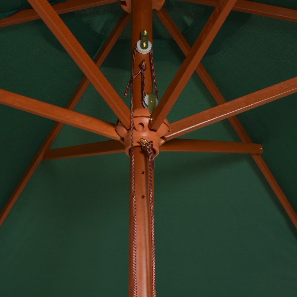 Umbrelă de soare cu stâlp de lemn 270 x 270 cm, verde