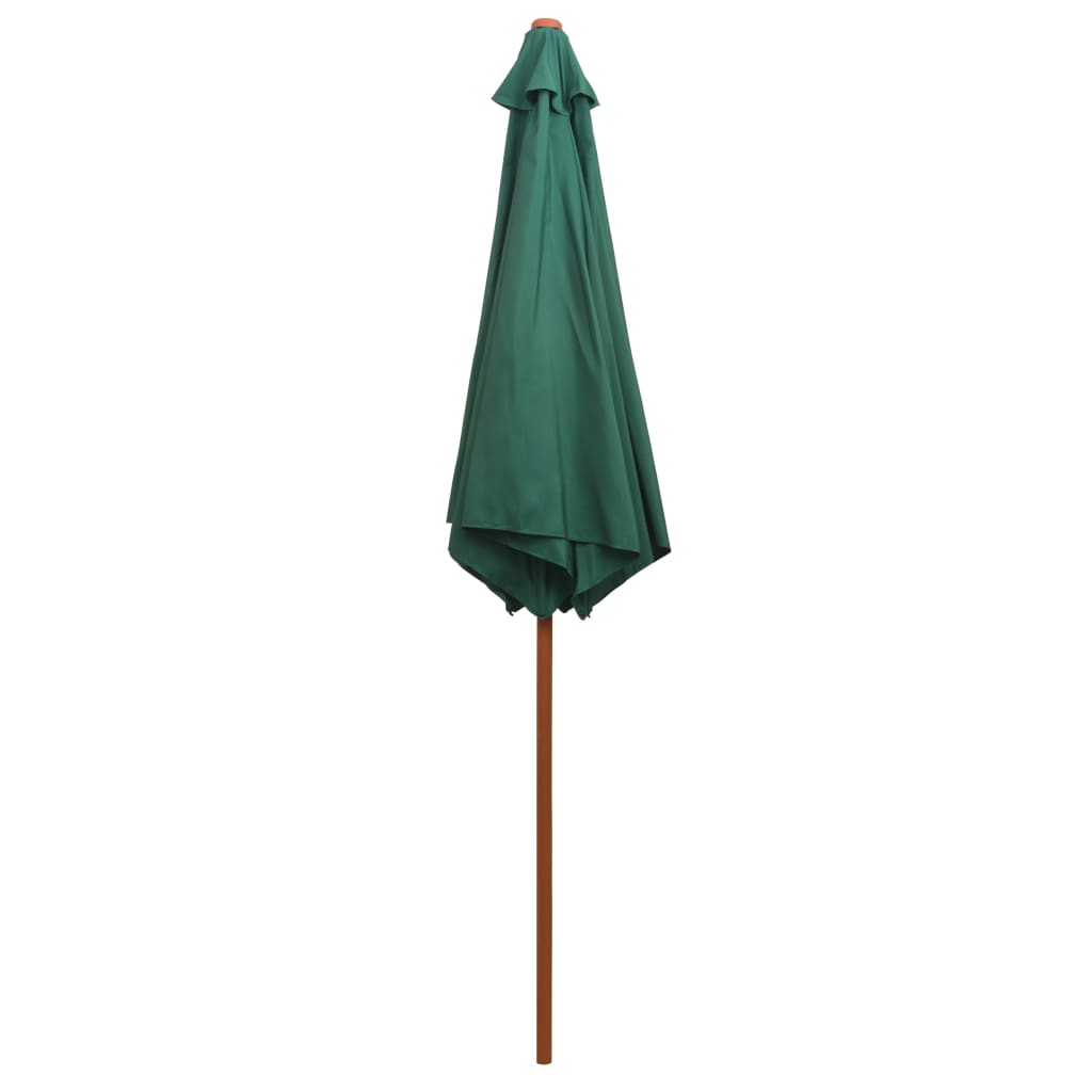 Umbrelă de soare cu stâlp de lemn 270 x 270 cm, verde