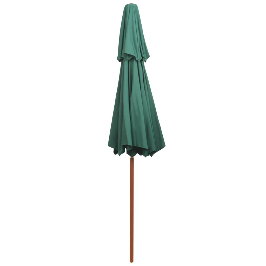 Umbrelă de soare dublă, 270x270 cm, stâlp de lemn, verde