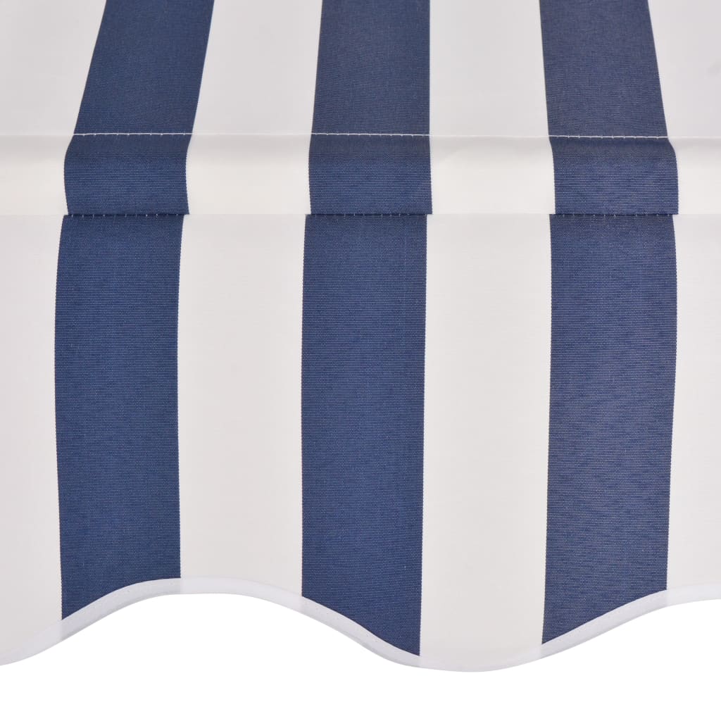 Copertină retractabilă manual, dungi albastru și alb, 150 cm