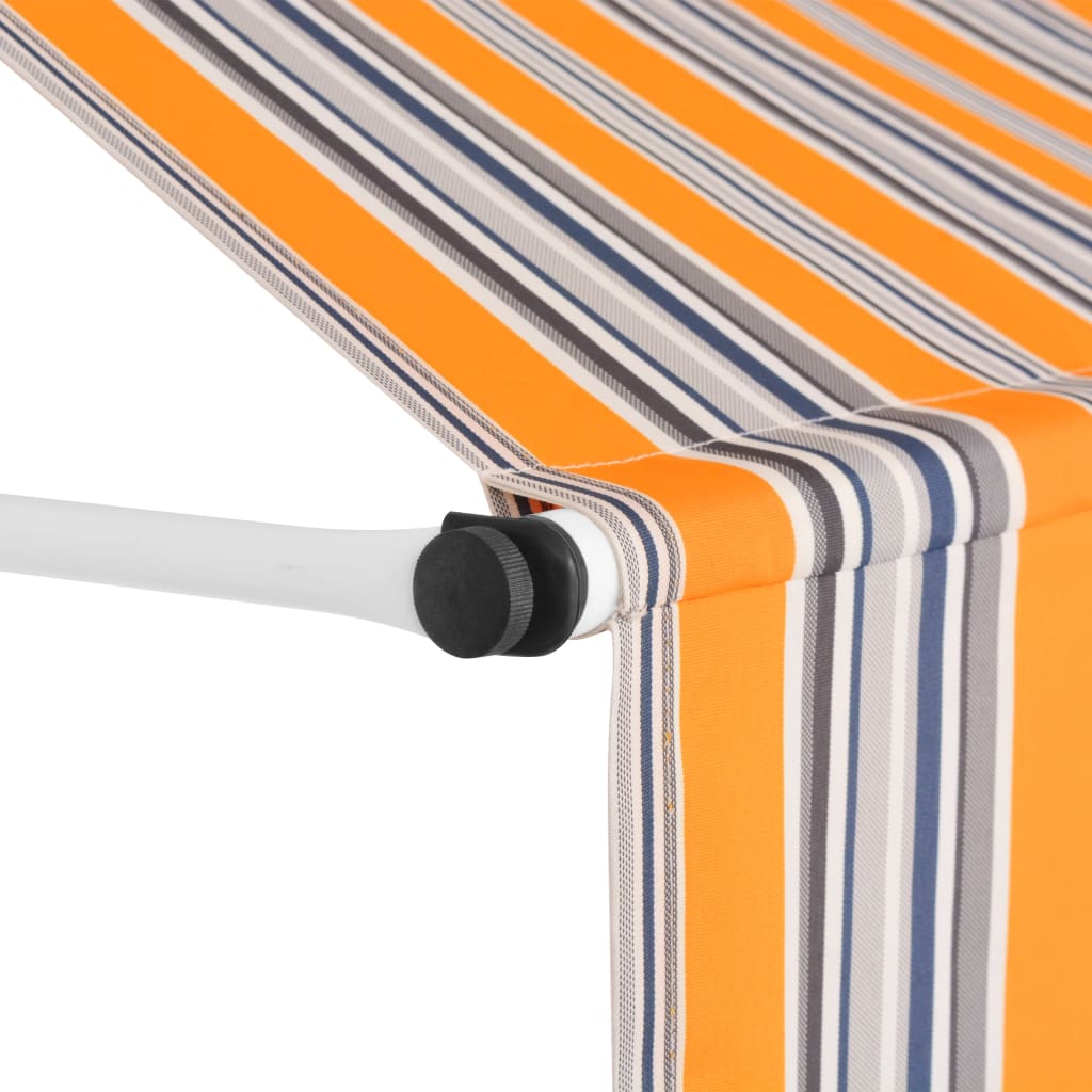 Copertină retractabilă manual, dungi galben și albastru, 150 cm