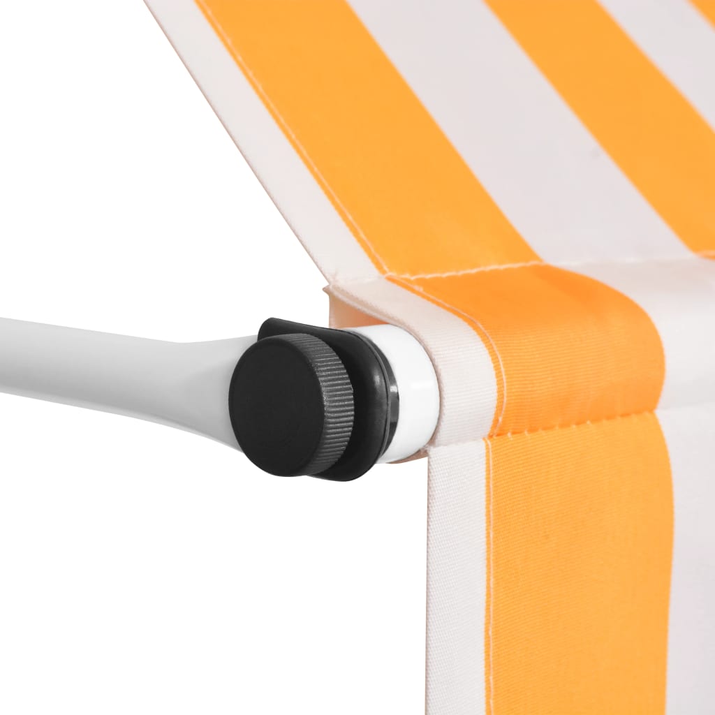 Copertină retractabilă manual, portocaliu și alb, 200cm, dungi