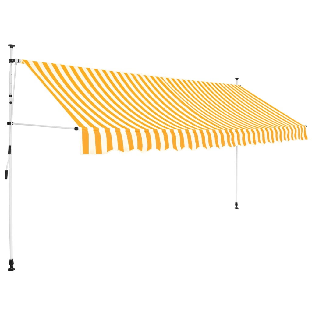 Copertină retractabilă manual, portocaliu și alb, 350 cm, dungi