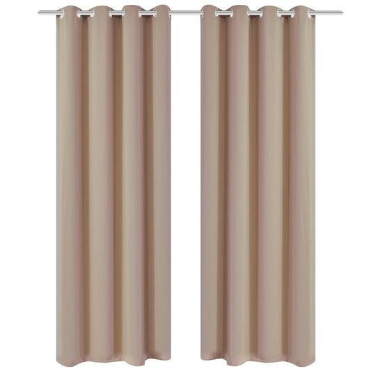 Blackout curtains with metal eyelets, 2 pcs, 135 x 175 cm, cream