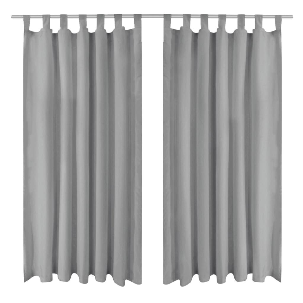 Micro-satin curtains with straps, 2 pcs, 140 x 175 cm, gray