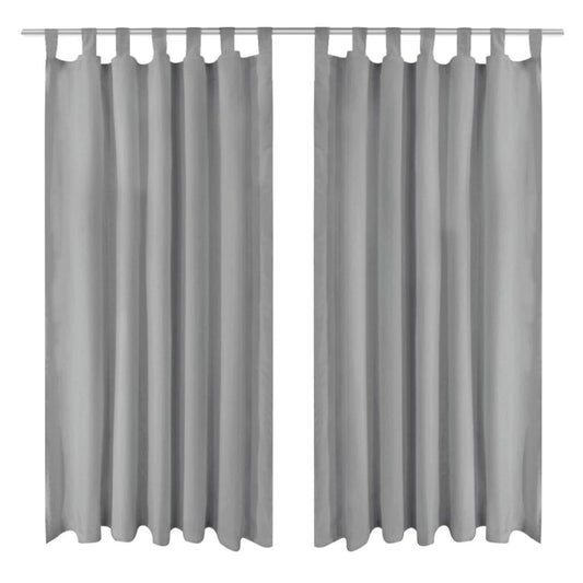 Micro-satin curtains with straps, 2 pcs, 140 x 175 cm, gray