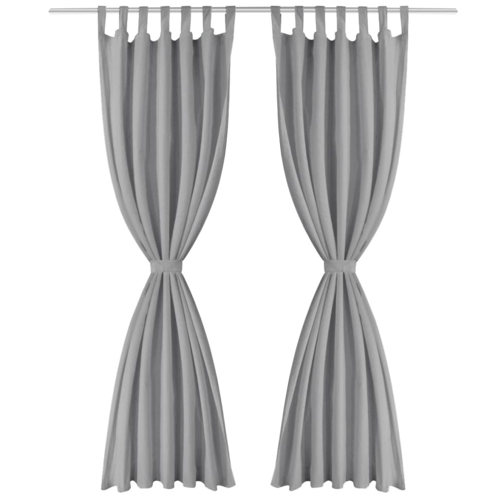 Micro-satin curtains with straps, 2 pcs, 140 x 175 cm, gray