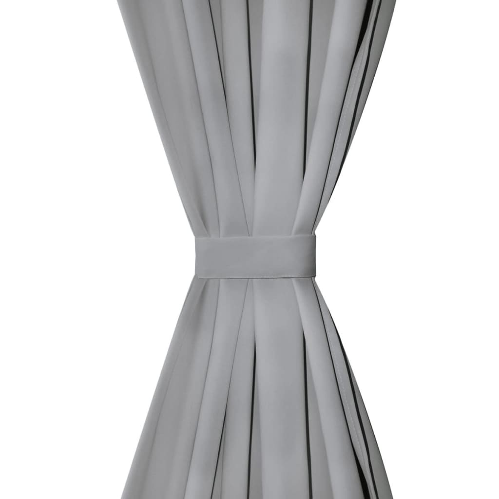 Micro-satin curtains with straps, 2 pcs, 140 x 175 cm, gray