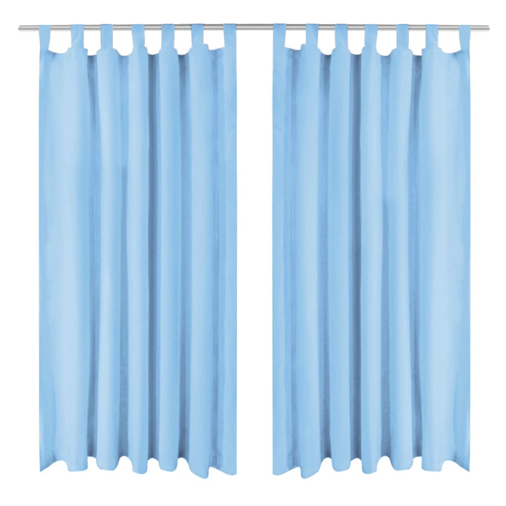 Micro-satin curtains with straps, 2 pcs, 140 x 175 cm, turquoise