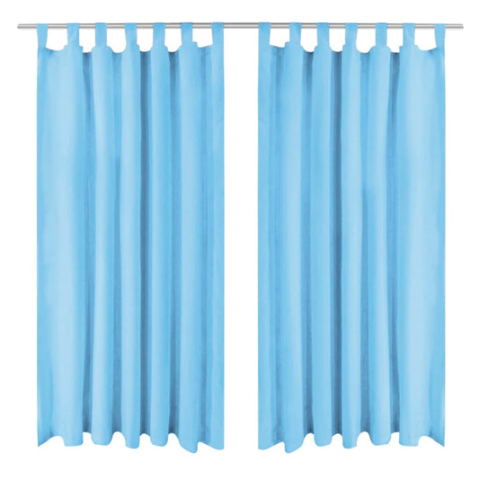 Micro-satin curtains with straps, 2 pcs, 140 x 175 cm, turquoise