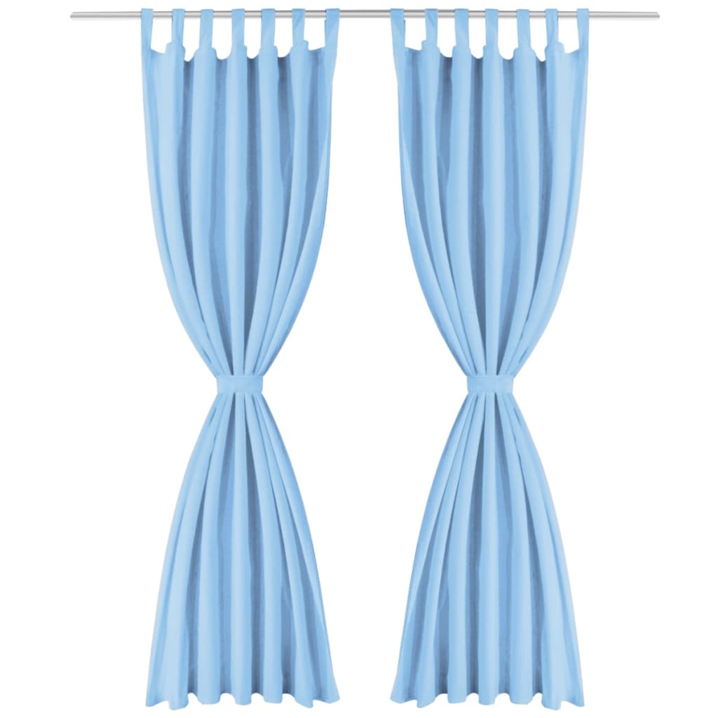 Micro-satin curtains with straps, 2 pcs, 140 x 175 cm, turquoise