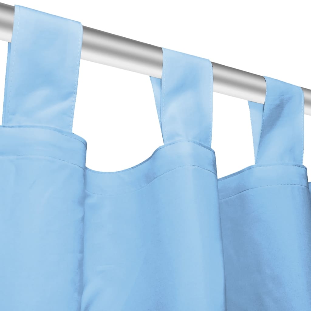 Micro-satin curtains with straps, 2 pcs, 140 x 175 cm, turquoise