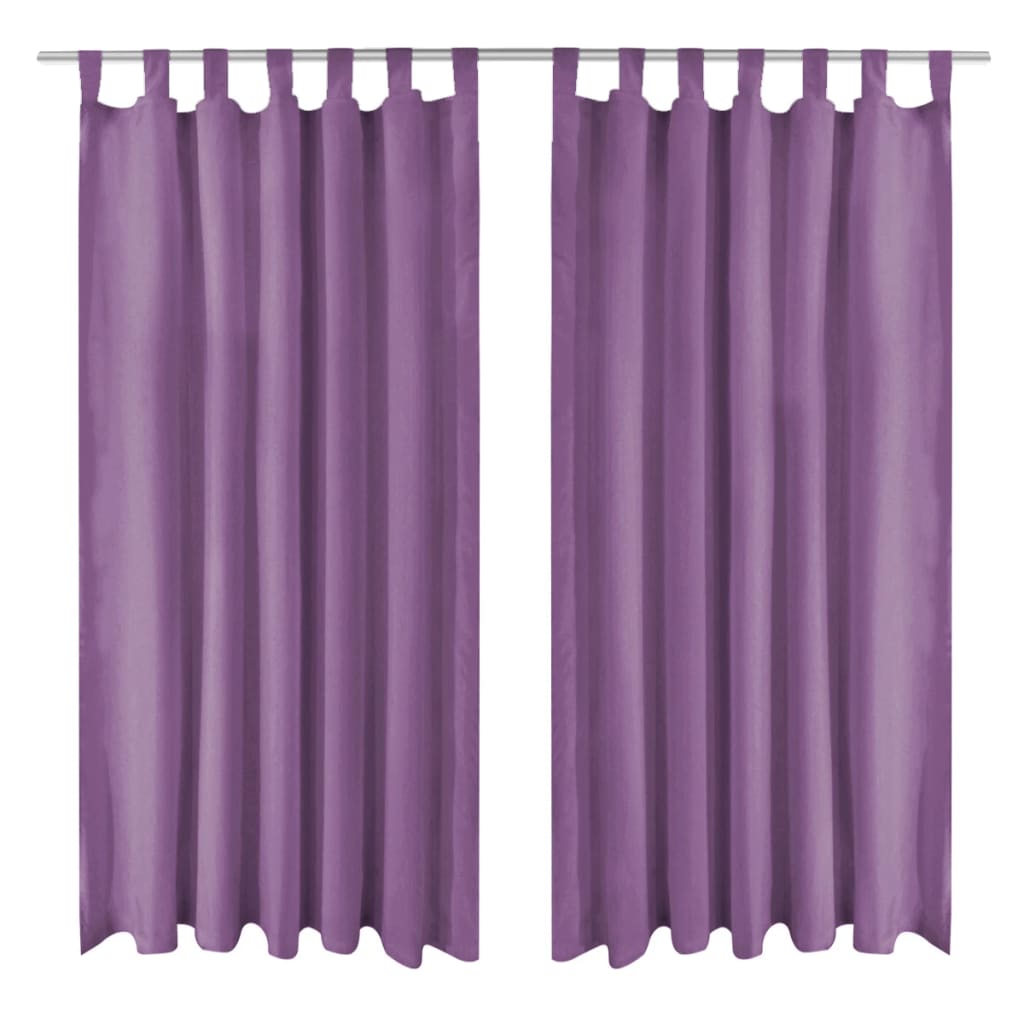 Draperii micro-satin cu bride, 2 buc, 140 x 175 cm, violet