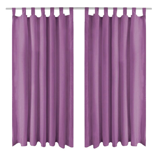Draperii micro-satin cu bride, 2 buc, 140 x 175 cm, violet