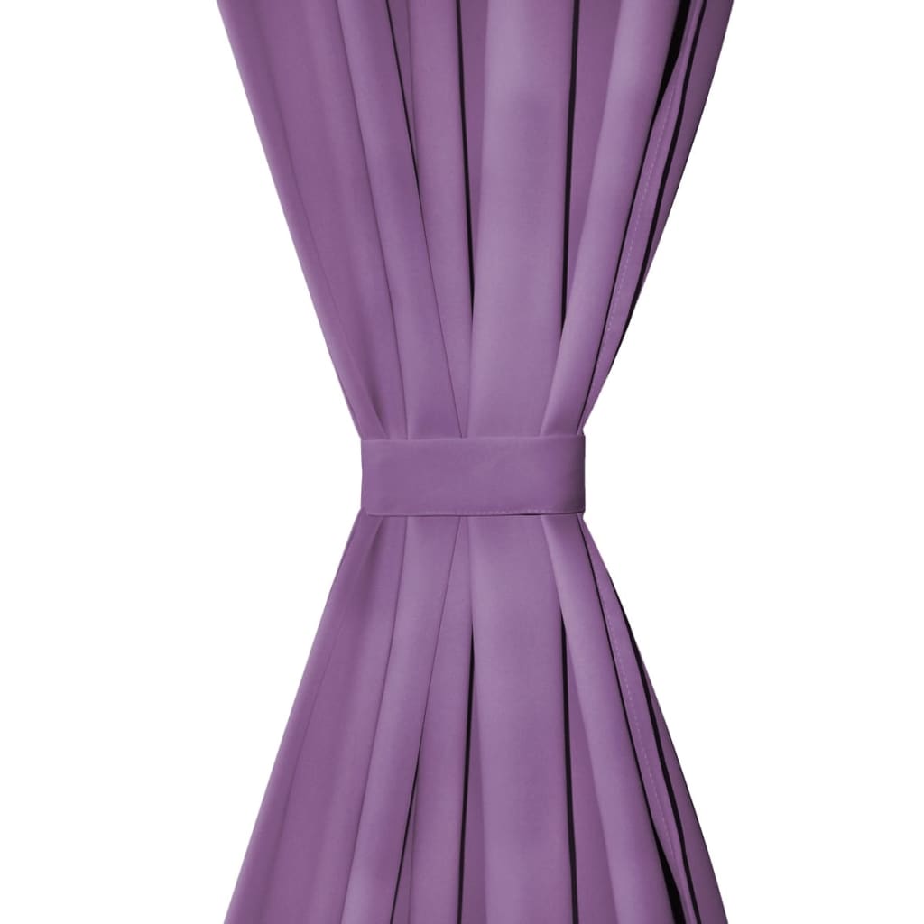 Draperii micro-satin cu bride, 2 buc, 140 x 175 cm, violet