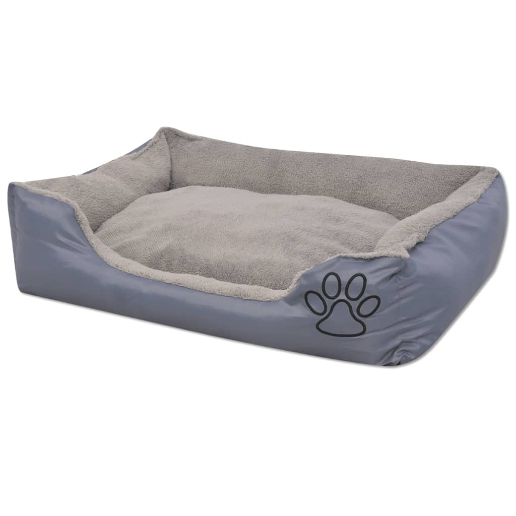 Dog bed with padded cushion, gray, size S