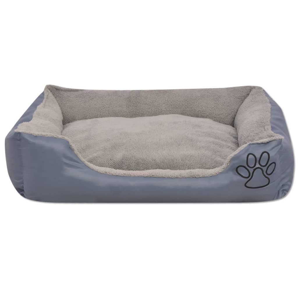 Dog bed with padded cushion, gray, size S