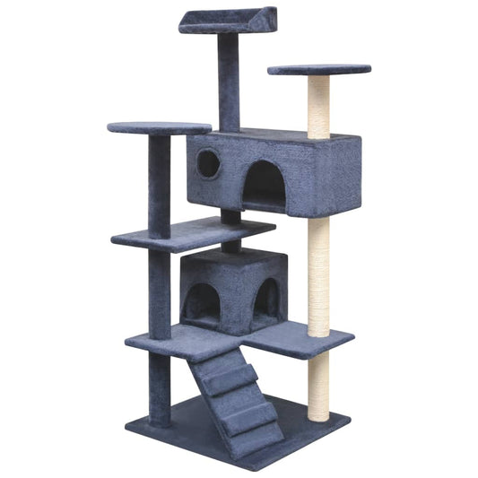 Cat set, poles with sisal rope, 125 cm, dark blue