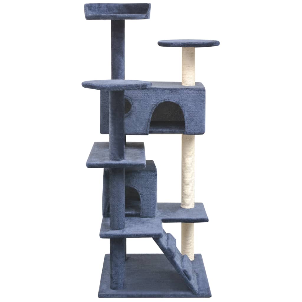 Cat set, poles with sisal rope, 125 cm, dark blue