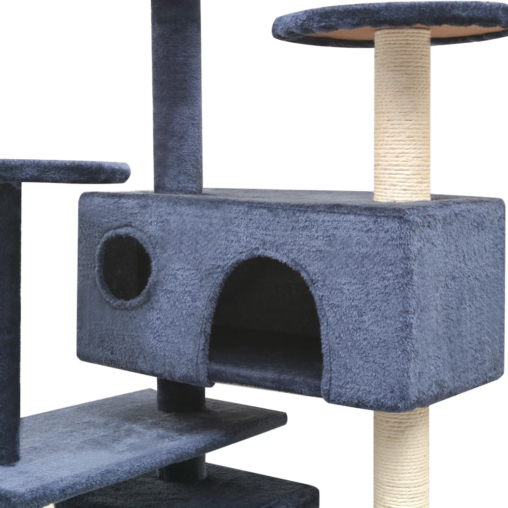 Cat set, poles with sisal rope, 125 cm, dark blue