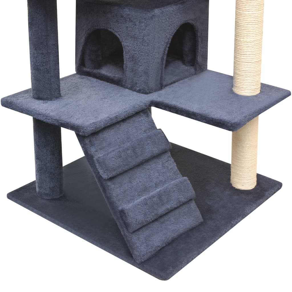 Cat set, poles with sisal rope, 125 cm, dark blue