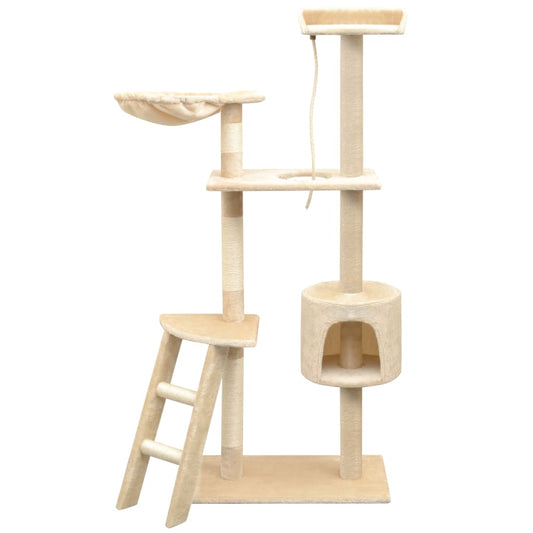 Ansamblu pentru pisici, stâlpi cu funie de sisal, 150 cm, bej