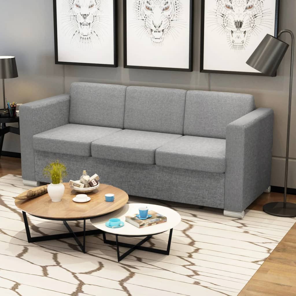 Textile sofa for 3 people, Light grey
